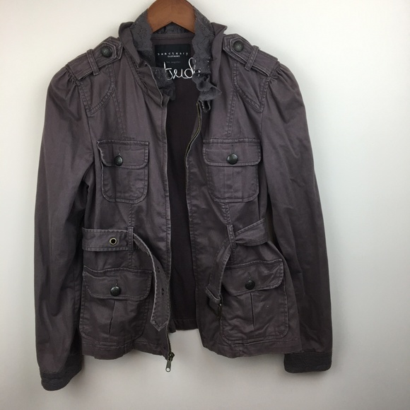 💟 SANCTUARY zip up military jacket lace collar - Picture 3 of 8